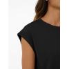 imageAUTOMET Womens Crew Neck Two Piece short Sets Cap Sleeve Drawstring Summer Sweatsuit with PocketBlack