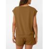 imageAUTOMET Womens Crew Neck Two Piece short Sets Cap Sleeve Drawstring Summer Sweatsuit with PocketCamel