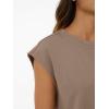 imageAUTOMET Womens Crew Neck Two Piece short Sets Cap Sleeve Drawstring Summer Sweatsuit with PocketDark Khaki