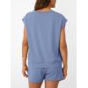 imageAUTOMET Womens Crew Neck Two Piece short Sets Cap Sleeve Drawstring Summer Sweatsuit with PocketDusty Blue
