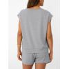 imageAUTOMET Womens Crew Neck Two Piece short Sets Cap Sleeve Drawstring Summer Sweatsuit with PocketHeather Grey