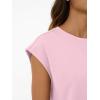 imageAUTOMET Womens Crew Neck Two Piece short Sets Cap Sleeve Drawstring Summer Sweatsuit with PocketPink