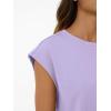 imageAUTOMET Womens Crew Neck Two Piece short Sets Cap Sleeve Drawstring Summer Sweatsuit with PocketPurple