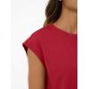 imageAUTOMET Womens Crew Neck Two Piece short Sets Cap Sleeve Drawstring Summer Sweatsuit with PocketRed