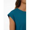 imageAUTOMET Womens Crew Neck Two Piece short Sets Cap Sleeve Drawstring Summer Sweatsuit with PocketTeal