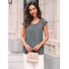 imageAUTOMET Womens Lace Tops Pleated Short Sleeve Shirts Summer Business Casual Dressy BlousesBlue Grey