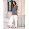 imageAUTOMET Womens Lace Tops Pleated Short Sleeve Shirts Summer Business Casual Dressy BlousesBlue Grey