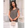 imageAUTOMET Womens Lace Tops Pleated Short Sleeve Shirts Summer Business Casual Dressy BlousesGrey Taupe