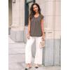 imageAUTOMET Womens Lace Tops Pleated Short Sleeve Shirts Summer Business Casual Dressy BlousesGrey Taupe