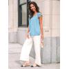 imageAUTOMET Womens Lace Tops Pleated Short Sleeve Shirts Summer Business Casual Dressy BlousesLight Blue