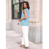 imageAUTOMET Womens Lace Tops Pleated Short Sleeve Shirts Summer Business Casual Dressy BlousesLight Blue