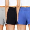 imageAUTOMET Womens Sweat Shorts Casual Summer Drawstring Comfy Elastic High Waist Running Clothes with Pockets3 Pack Blackgreyblue