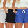 imageAUTOMET Womens Sweat Shorts Casual Summer Drawstring Comfy Elastic High Waist Running Clothes with Pockets3 Pack Blackgreyblue