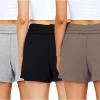 imageAUTOMET Womens Sweat Shorts Casual Summer Drawstring Comfy Elastic High Waist Running Clothes with Pockets3 Pack Blackgreycoffee