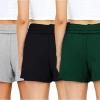 imageAUTOMET Womens Sweat Shorts Casual Summer Drawstring Comfy Elastic High Waist Running Clothes with Pockets3 Pack Blackgreydarkgreen