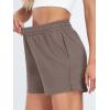 imageAUTOMET Womens Sweat Shorts Casual Summer Drawstring Comfy Elastic High Waist Running Clothes with PocketsCoffee