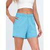 imageAUTOMET Womens Sweat Shorts Casual Summer Drawstring Comfy Elastic High Waist Running Clothes with PocketsCyan