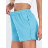 imageAUTOMET Womens Sweat Shorts Casual Summer Drawstring Comfy Elastic High Waist Running Clothes with PocketsCyan