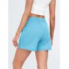 imageAUTOMET Womens Sweat Shorts Casual Summer Drawstring Comfy Elastic High Waist Running Clothes with PocketsCyan
