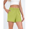 imageAUTOMET Womens Sweat Shorts Casual Summer Drawstring Comfy Elastic High Waist Running Clothes with PocketsGrassgreen
