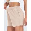 imageAUTOMET Womens Sweat Shorts Casual Summer Drawstring Comfy Elastic High Waist Running Clothes with PocketsKhaki