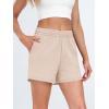 imageAUTOMET Womens Sweat Shorts Casual Summer Drawstring Comfy Elastic High Waist Running Clothes with PocketsKhaki