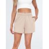 imageAUTOMET Womens Sweat Shorts Casual Summer Drawstring Comfy Elastic High Waist Running Clothes with PocketsKhaki