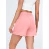 imageAUTOMET Womens Sweat Shorts Casual Summer Drawstring Comfy Elastic High Waist Running Clothes with PocketsPink