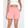 imageAUTOMET Womens Sweat Shorts Casual Summer Drawstring Comfy Elastic High Waist Running Clothes with PocketsPink