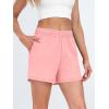 imageAUTOMET Womens Sweat Shorts Casual Summer Drawstring Comfy Elastic High Waist Running Clothes with PocketsPink