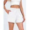 imageAUTOMET Womens Sweat Shorts Casual Summer Drawstring Comfy Elastic High Waist Running Clothes with PocketsWhite