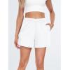 imageAUTOMET Womens Sweat Shorts Casual Summer Drawstring Comfy Elastic High Waist Running Clothes with PocketsWhite