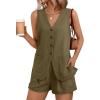 imageAUTOMET Summer Sets for Women Two Piece Vacation Outfits Short Set Button Down Business Casual Dressy 2 Piece Clothes 2025Camel