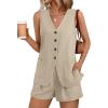 imageAUTOMET Summer Sets for Women Two Piece Vacation Outfits Short Set Button Down Business Casual Dressy 2 Piece Clothes 2025Khaki