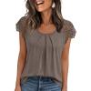 imageAUTOMET Womens Lace Tops Pleated Short Sleeve Shirts Summer Business Casual Dressy BlousesGrey Taupe