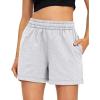 imageAUTOMET Womens Sweat Shorts Casual Summer Drawstring Comfy Elastic High Waist Running Clothes with PocketsGrey