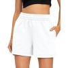 imageAUTOMET Womens Sweat Shorts Casual Summer Drawstring Comfy Elastic High Waist Running Clothes with PocketsWhite