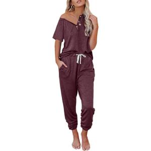imageAUTOMET Two Piece Outfits for Women Lounge Sets Fall Clothes 2024 Sweatsuits Pajamas Sets Loungewear Shirts Tracksuit with Jogger Sweatpants 02 Wine Red L