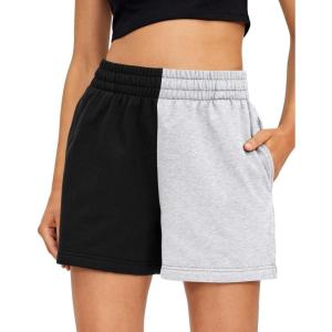 imageAUTOMET Womens Sweat Shorts Casual Summer Drawstring Comfy Elastic High Waist Running Clothes with PocketsBlackgrey