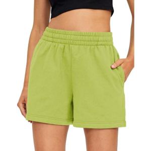 imageAUTOMET Womens Sweat Shorts Casual Summer Drawstring Comfy Elastic High Waist Running Clothes with PocketsGrassgreen
