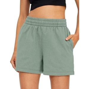 imageAUTOMET Womens Sweat Shorts Casual Summer Drawstring Comfy Elastic High Waist Running Clothes with PocketsGreygreen