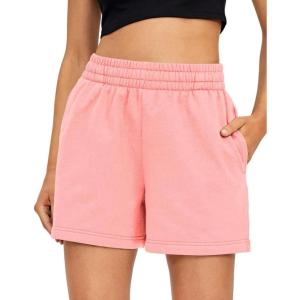 imageAUTOMET Womens Sweat Shorts Casual Summer Drawstring Comfy Elastic High Waist Running Clothes with PocketsPink