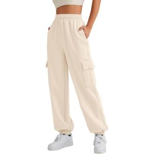 imageAUTOMET Womens Cargo Sweatpants Oversized Fleece Joggers Fall Fashion Outfits Y2k Clothes 2025 with PocketsApricot