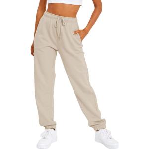 imageAUTOMET Womens Casual Baggy Fleece SweatpantsBeige