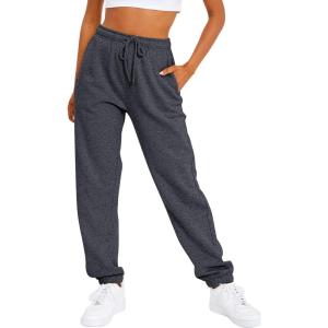 imageAUTOMET Womens Casual Baggy Fleece SweatpantsBlackgrey