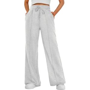 imageAUTOMET Womens Wide Leg Sweatpants High Waisted Baggy Pants Drawstring Athletic JoggersGray
