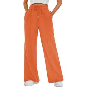 imageAUTOMET Womens Wide Leg Sweatpants High Waisted Baggy Pants Drawstring Athletic JoggersOrange