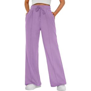 imageAUTOMET Womens Wide Leg Sweatpants High Waisted Baggy Pants Drawstring Athletic JoggersPurple