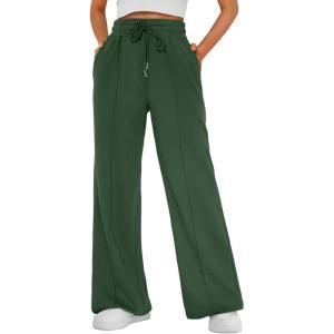 imageAUTOMET Womens Wide Leg Sweatpants High Waisted Baggy Pants Drawstring Athletic JoggersXmas Green
