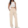 imageAUTOMET Womens Cargo Sweatpants Baggy Fleece High Waisted Joggers Sweat Pants Athletic PantsApricot